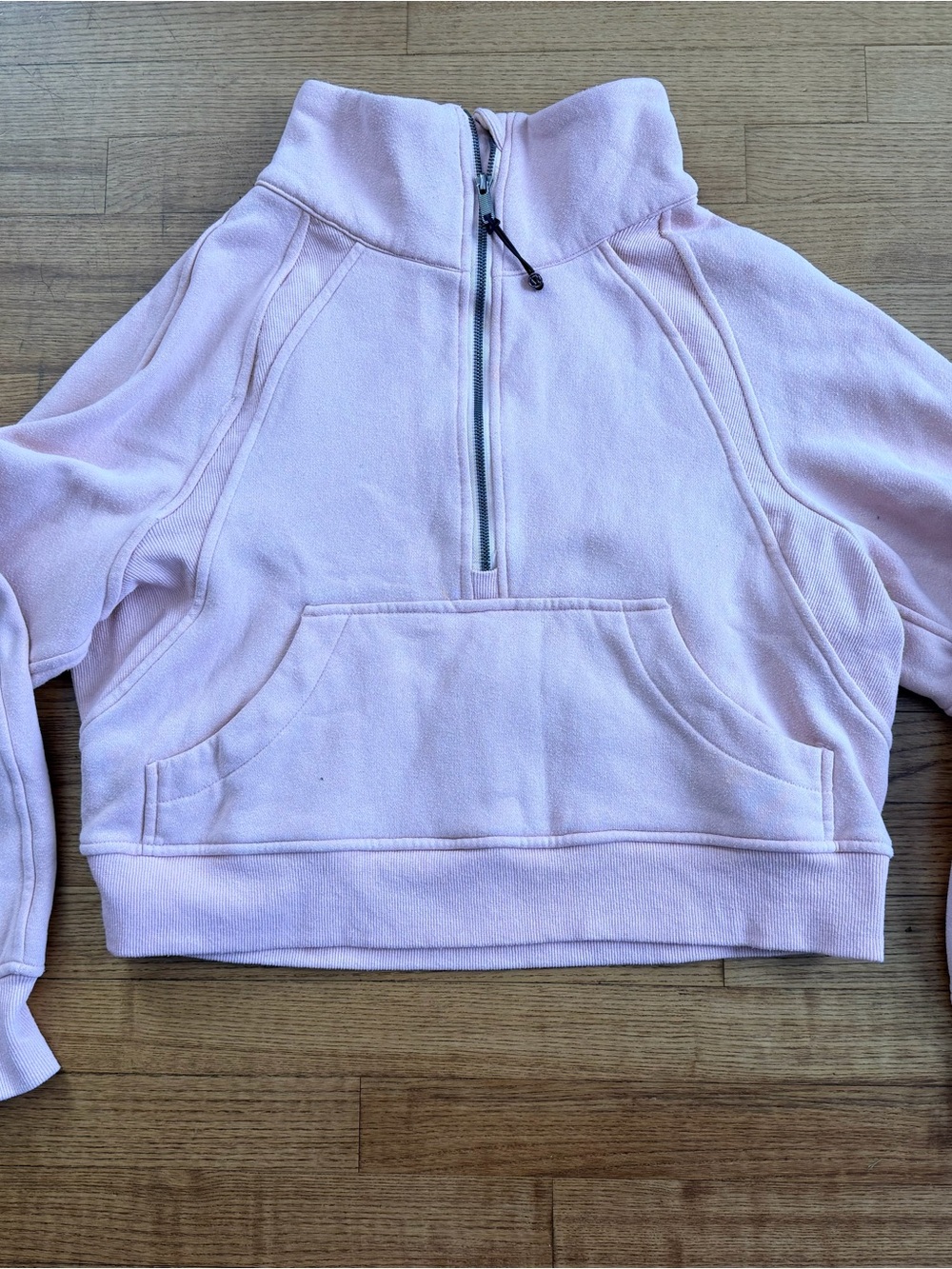 Lululemon Scuba Oversized Funnel Neck Half Zip Light Pink sz 4 Cropped Pullover